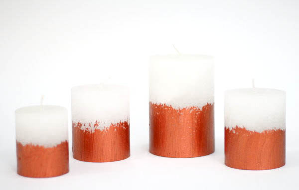 Selbstgemachte Kerzen in Kupfer-Optik