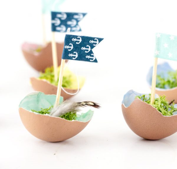 Basteln zu Ostern: DIY Mini Segelboote aus Eierschalen