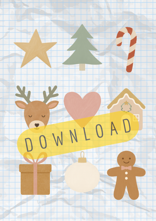 Gratis Download Girlande Weihnachten - Rentier, Herz, Stern, Haus, Tanne und Zuckerstange. titatoni.de